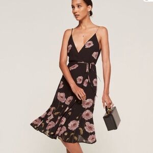 Reformation Temple Midi Wrap Dress Poppy XS Y2K Coquette Whimsigoth Fairy XS